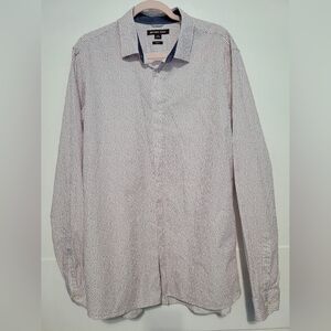 Michael Kors Mens Slim Fit Button-down Shirt XXL Multicolor